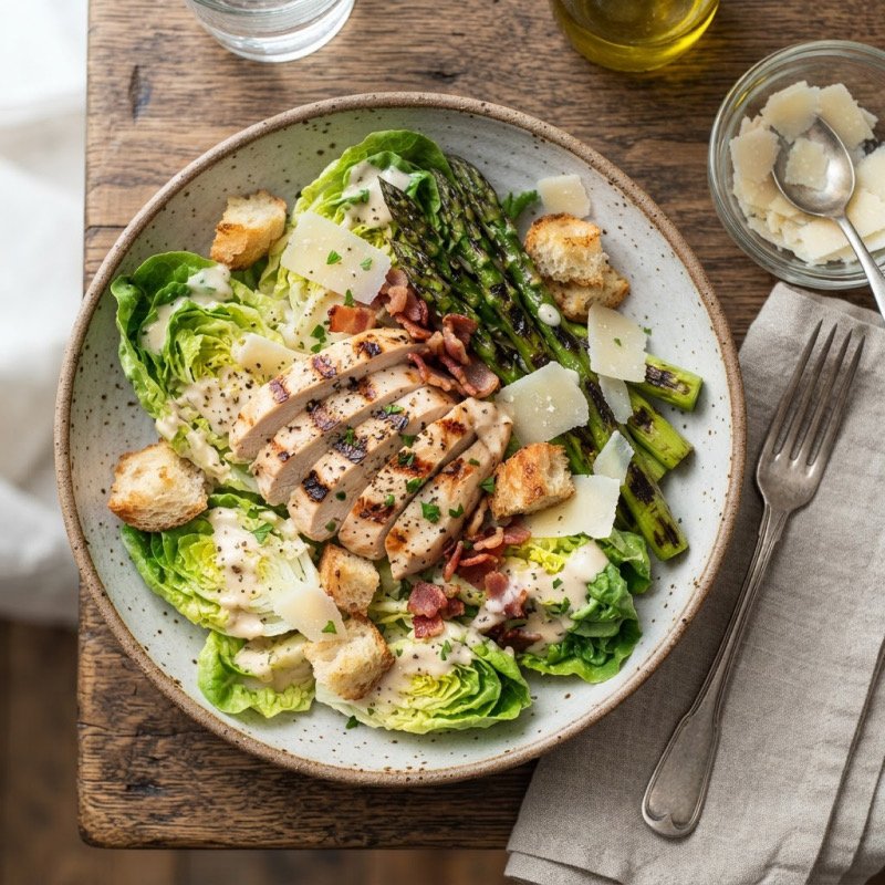 Salade aux asperges façon César