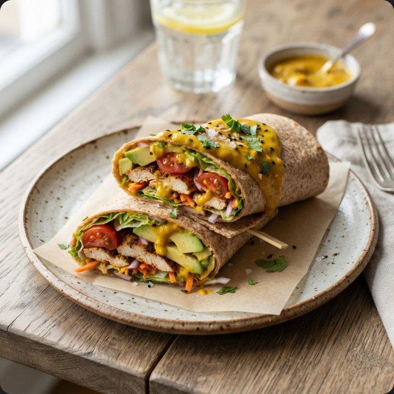 Wrap au poulet & sauce curry mangue