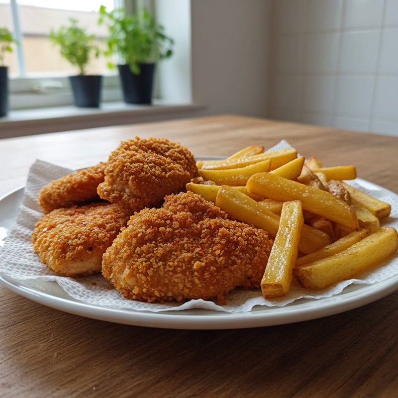 Poulet croustillant et frites