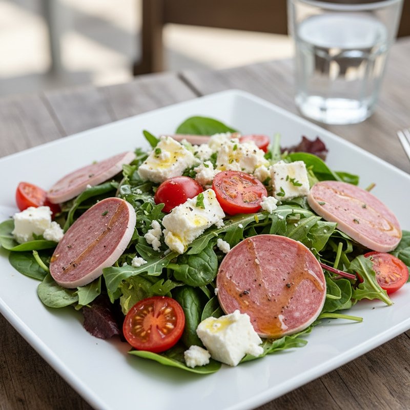 Salade tomates feta au cervelas