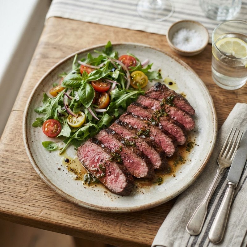 Bavette & salade de tomates cerises