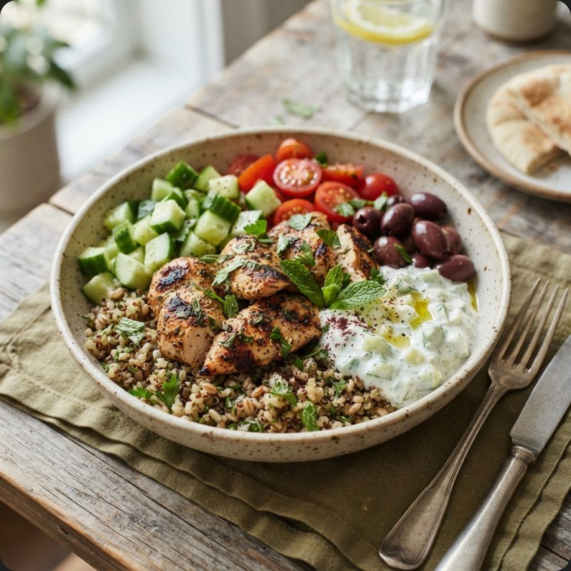 Grain Medley Bowl with Chicken & Tzatziki