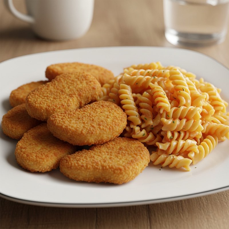 Pâtes et nuggets de poulet
