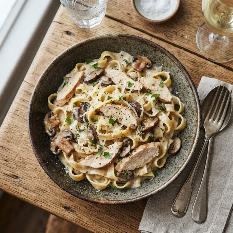 Tagliatelle au poulet & champignons