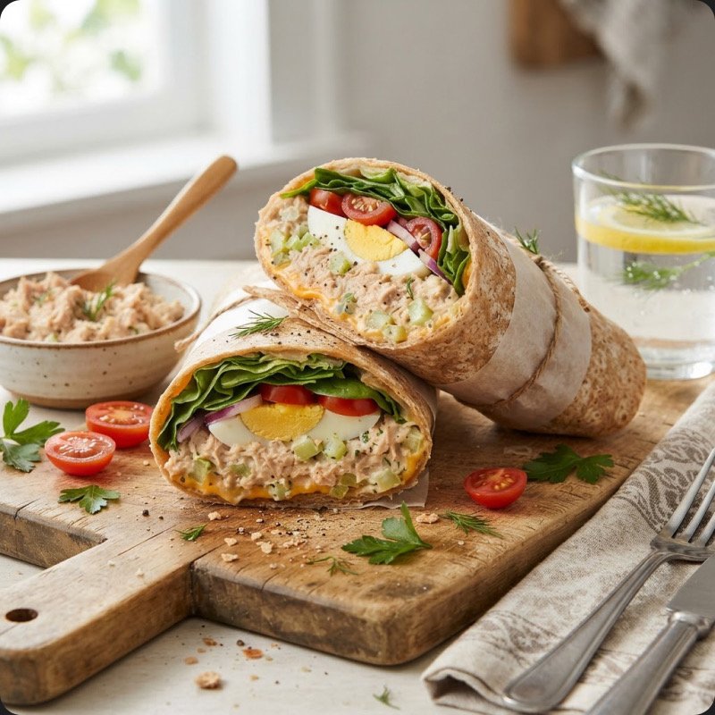 Wrap au thon, maïs & fromage à tartiner